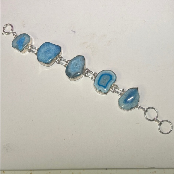 Jewelry - Sterling Blue Druzy Agate Gemstone Bracelet